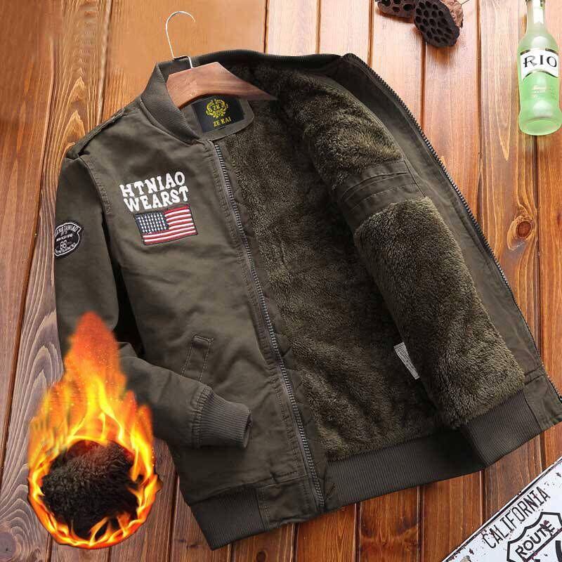 Autumn Pilot Military Uniform Jacket Men's Tooling Youth Cotton Outdoor Casual Coat Baseball Uniform Loose Velvet.