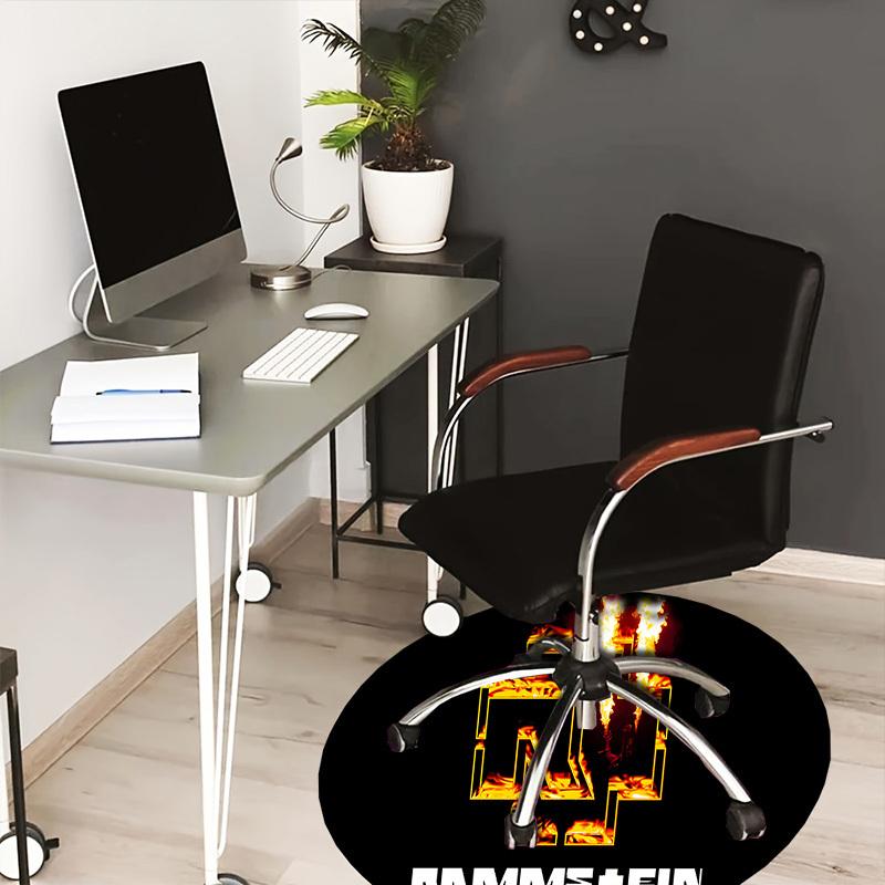 

1pc Rammstein Fire Logo Music Band Round carpet, Made of Polyester,Perfect for Decorating Office Chairs, Living Rooms 80cm