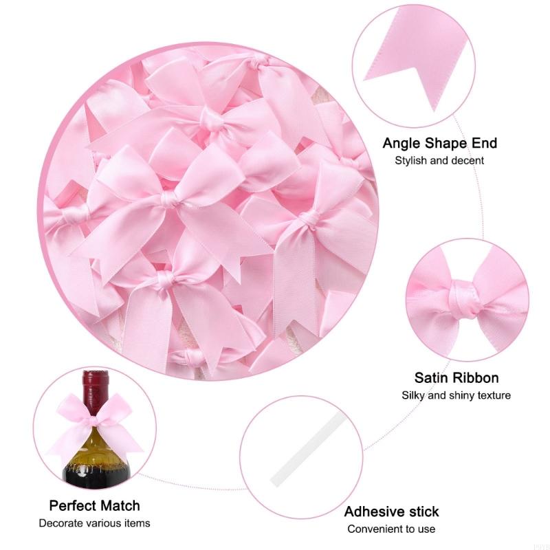 100Pcs Gift Wrapping Ribbon Bowknot 8cm Polyester Fabric Bowknot for Birthday Valentine's Day Wedding Gift Packaging P9YB