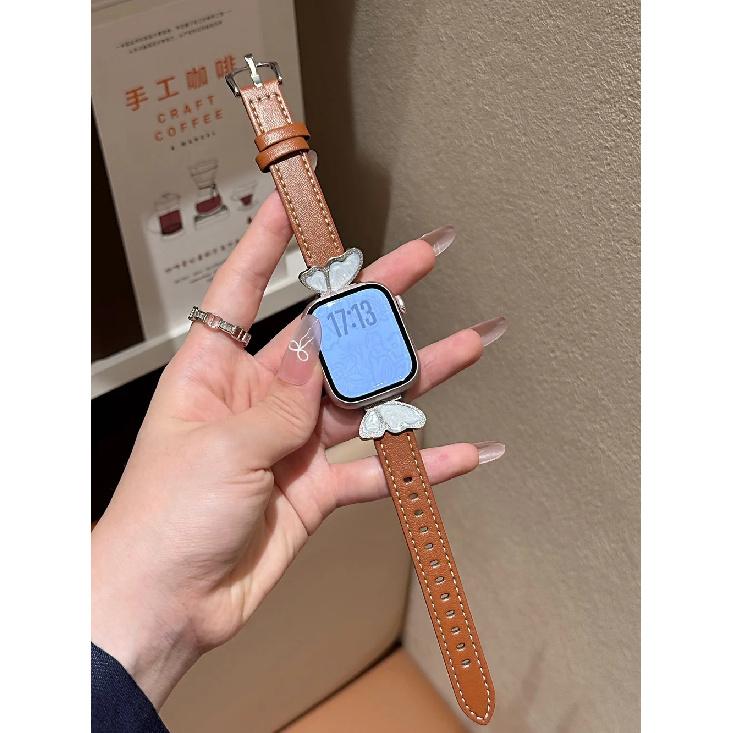 

Newest leather loop For Apple Watch band women 11/10/9/8/7/6/5/4/3/2/1 SE 38mm 40mm 41mm 42mm 44mm 45mm 46mm 49mm Strap S10 S11 46MM коричневий
