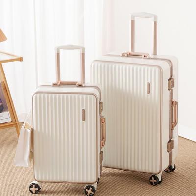 20" Damen Leder Handgepäckkoffer mit Universalrädern und Hochwertigem Aluminiumrahmen