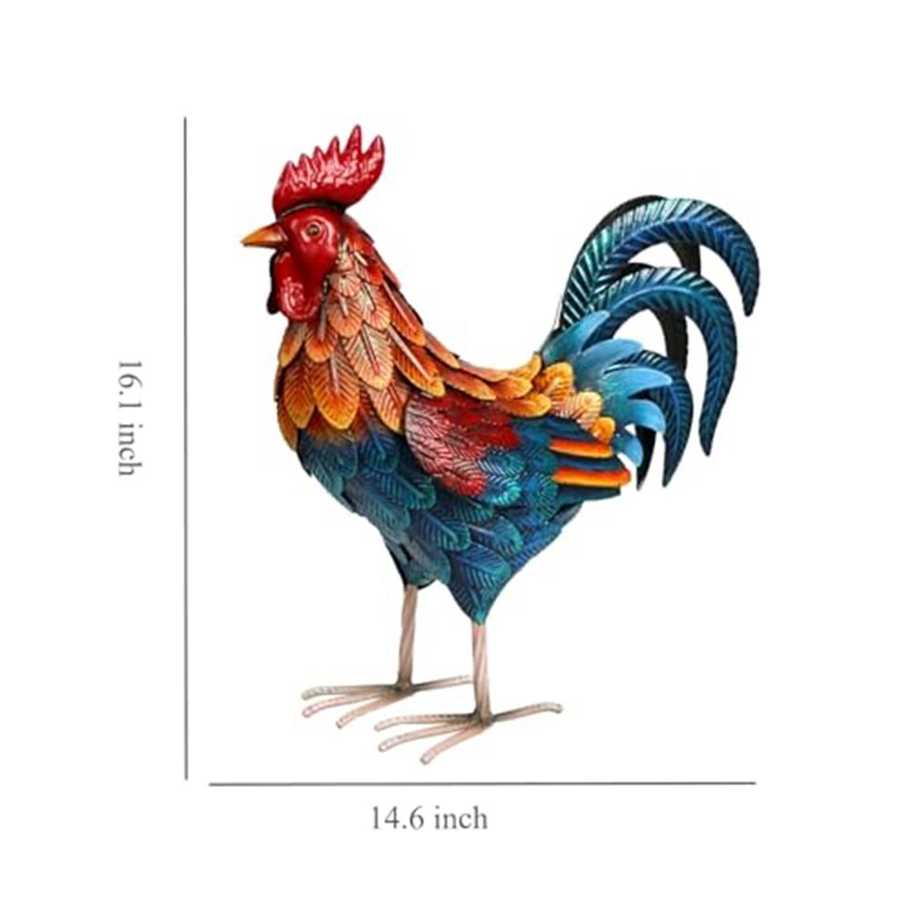 Metal Rooster Statues Outdoor Garden Decor & Chicken Ornaments for Backyard Patio & Lawn Figurines Lawn Ornaments