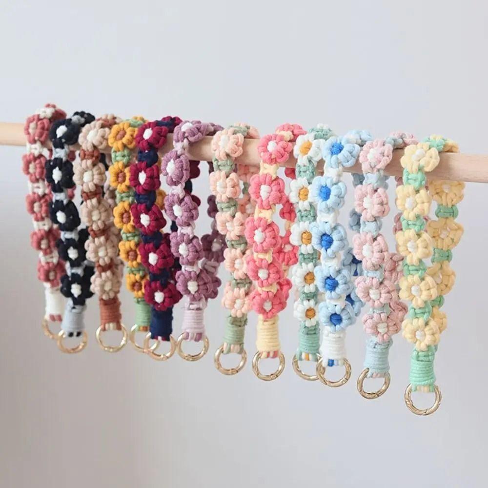Gänseblümchen Handy-Handgelenkband Baumwollseil Gänseblümchen Schlüsselanhänger Boho-Stil Handy-Lanyard Handy