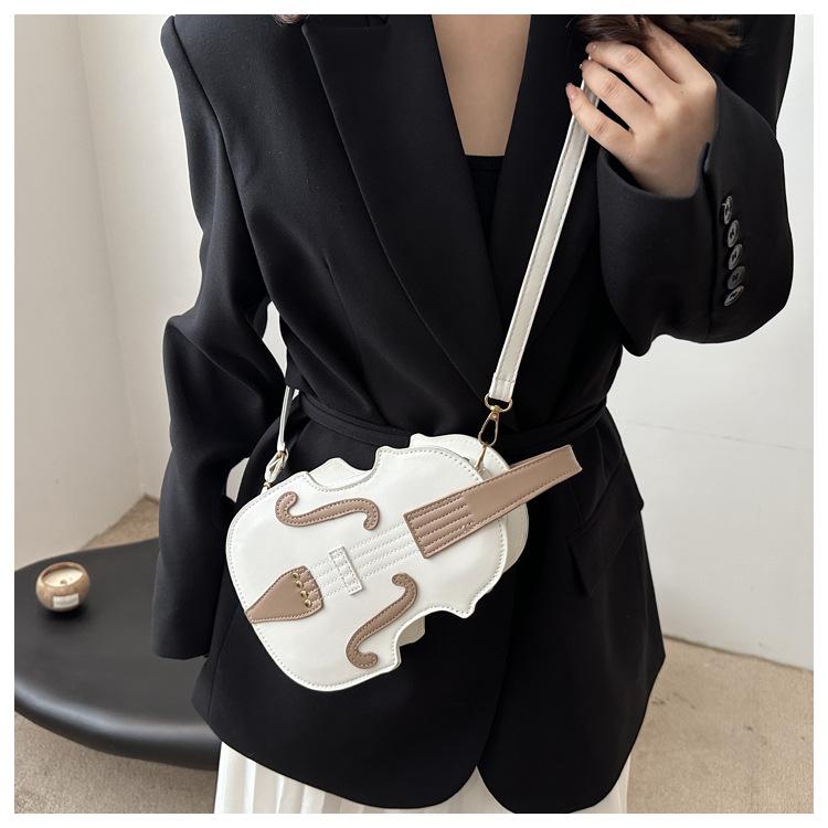 Faux Leather Violin Crossbody Bag, Sling Shoulder Purse for Women, Trendy Fiddle Shaped Handbag