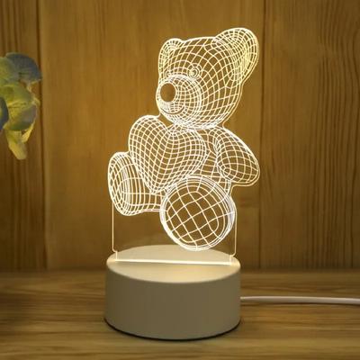 3D Kreatywna Lampa Niedźwiedź Akrylowa Lampa Nocna LED USB Lampa Xmas Dekoracje Bożonarodzeniowe do Domu Sypialnia Dekoracja Urodzinowa Prezenty Ślubne