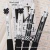 4 Pcs Black And White Bow Press Pen Soft Grip Super High Value 0.5Mm Brush Question Quick Drying Press Cartoon Neutral Pen