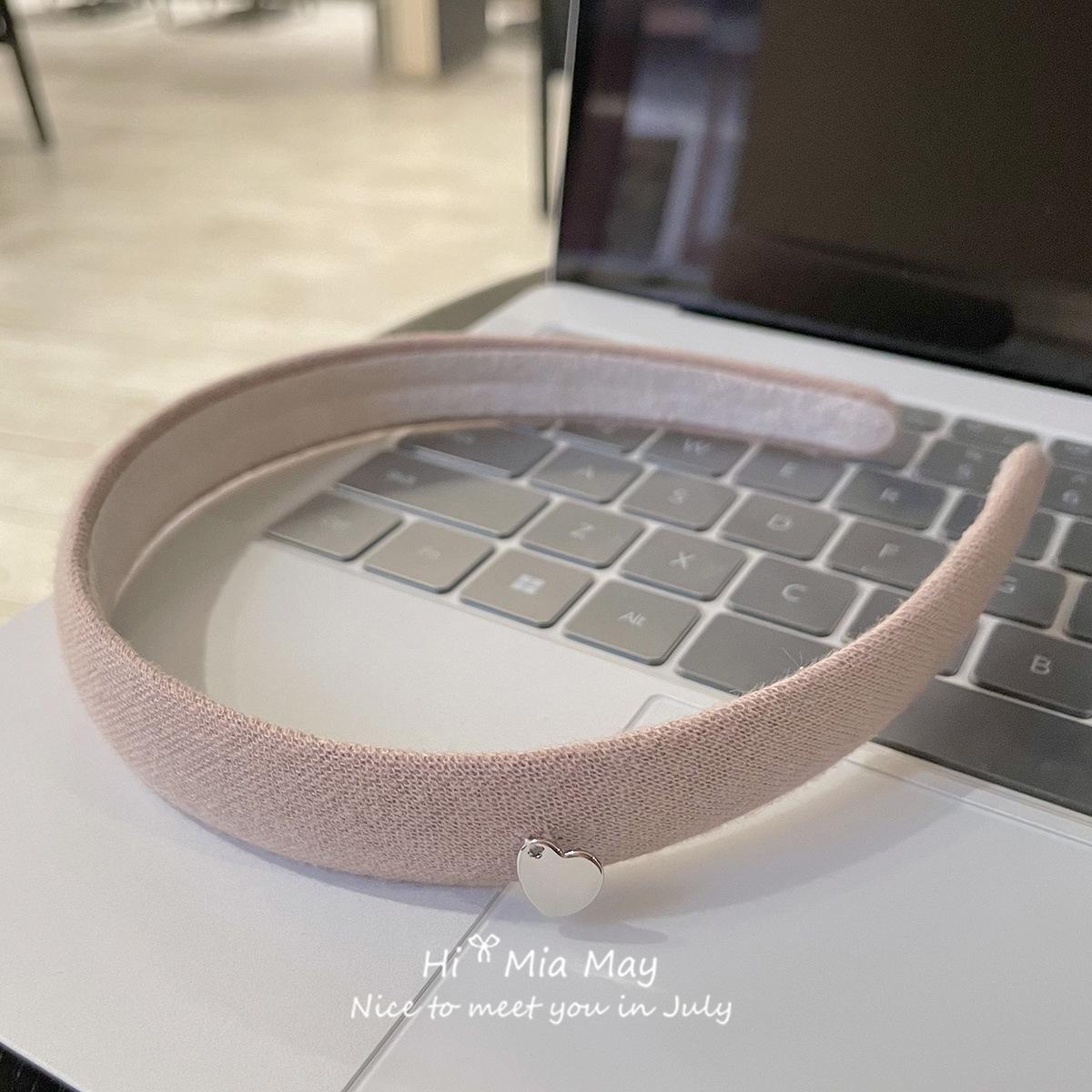 

Корейский стиль Синее сердце Высокая повязка на голову - Тонкая вязаная резинка для волос и заколка розовый