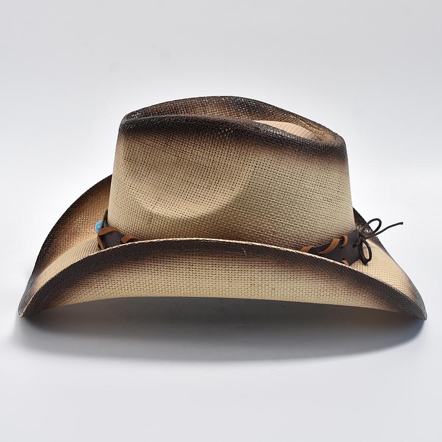 Cowboy Style Straw Hat for Men's and Women's Curled Edge Vintage Sun Shield Hat Summer Holiday Beach Hat
