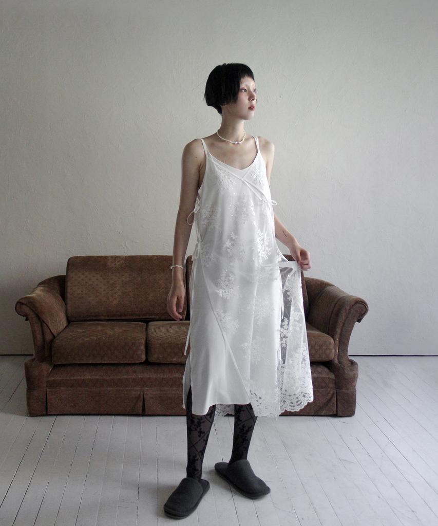 Rubati Sequin Lace Layered Dress _White