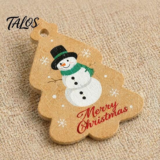 Holiday Souvenir Tags 50Pcs Christmas Tree Gift with Hemp Rope, Brown Paper Tags, Winter Party Favors Hanging Name Labels for DIY Xmas Wrapping