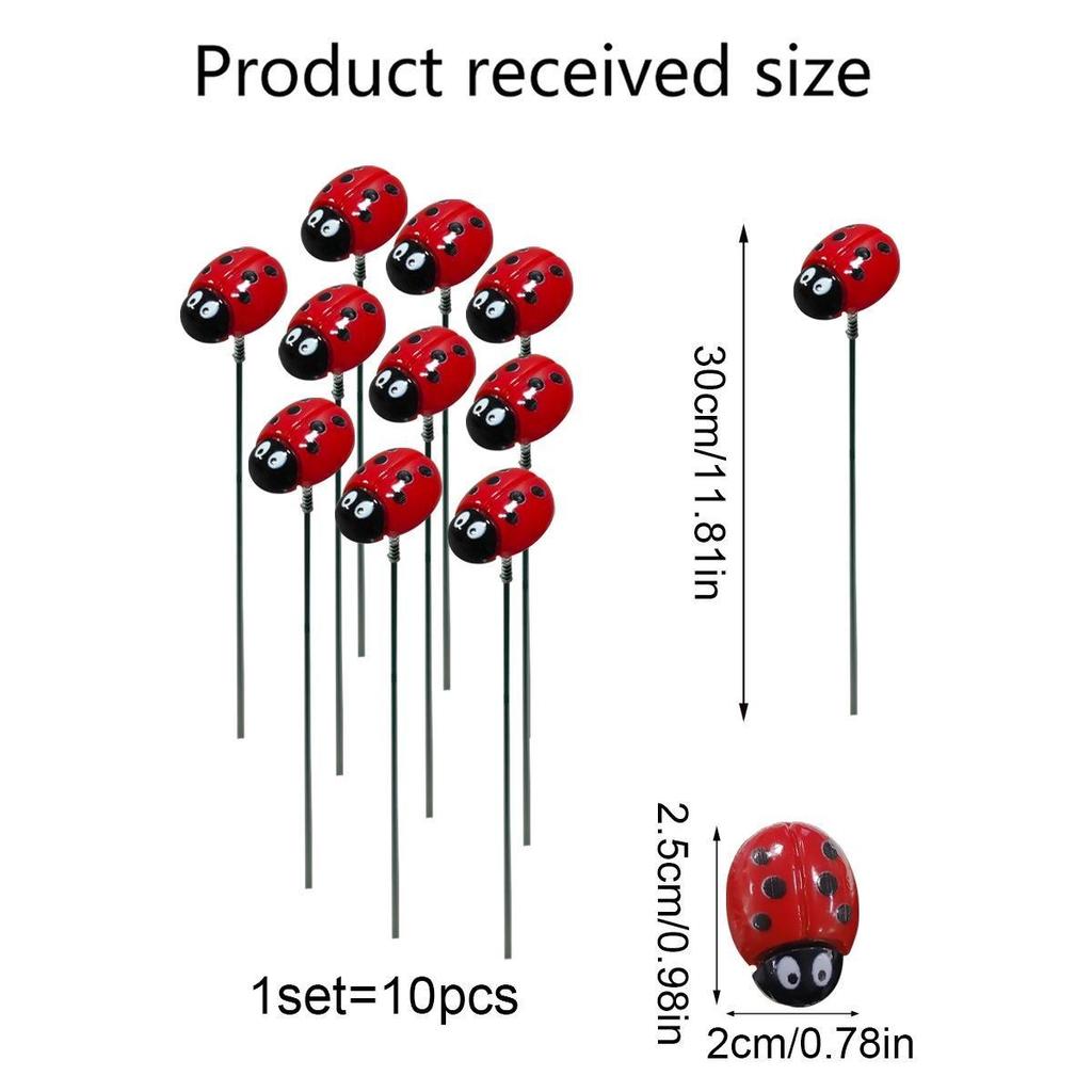 Outdoor Garden Decorations Courtyard Simulation Small Insects Ladybugs Lawn Pile Plugins 10 Pieces Per Set