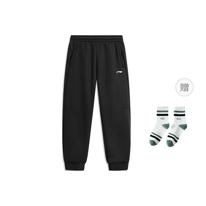 Li Ning Fitness Series Fleece Lined Thermal Fashion Versatile Comfortable Outdoor Running Cuffed Pants AKLUA73-6