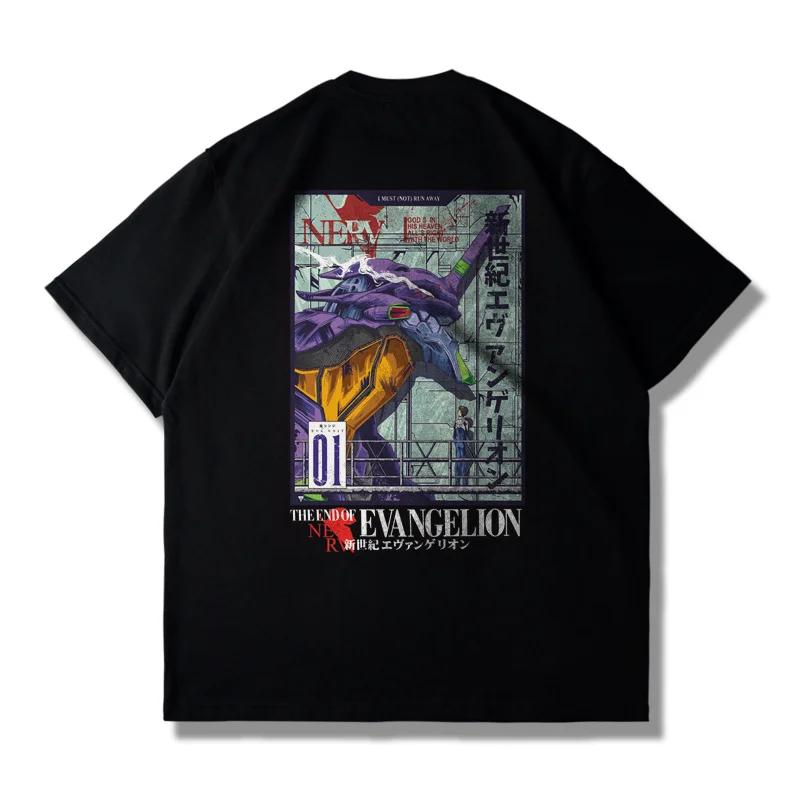 Men's EVA Evangelion T Shirt Japanese Anime Unisex Cotton Graphic Print Short Sleeve Streetwear Summer Casual Fitness