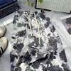 Women's High Waist Drawstring Wide Leg Pants Loose Straight Tie Dye Printed Polyester Trousers For Summer Commute Floor Length Casual Wear