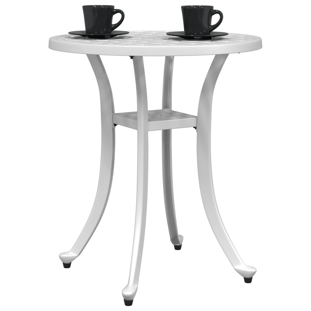 Vidaxl Garden Table, White, Ø48X53 Cm, Cast Aluminium