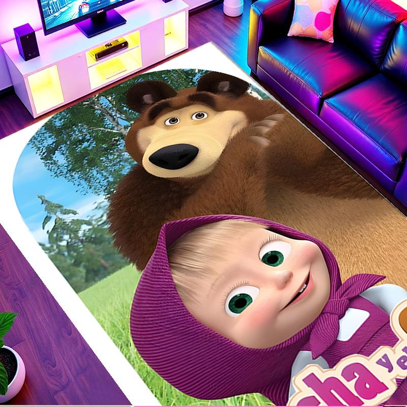 Masha and The Bear Print Rug, Washable Floor Carpet, For Entryway Dorm Laundry Room Office Study, Home Decor Birthday Christmas Gift