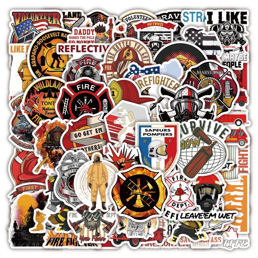 50-Piece Set: Waterproof Graffiti Stickers for Electrician and Welder Safety Helmets