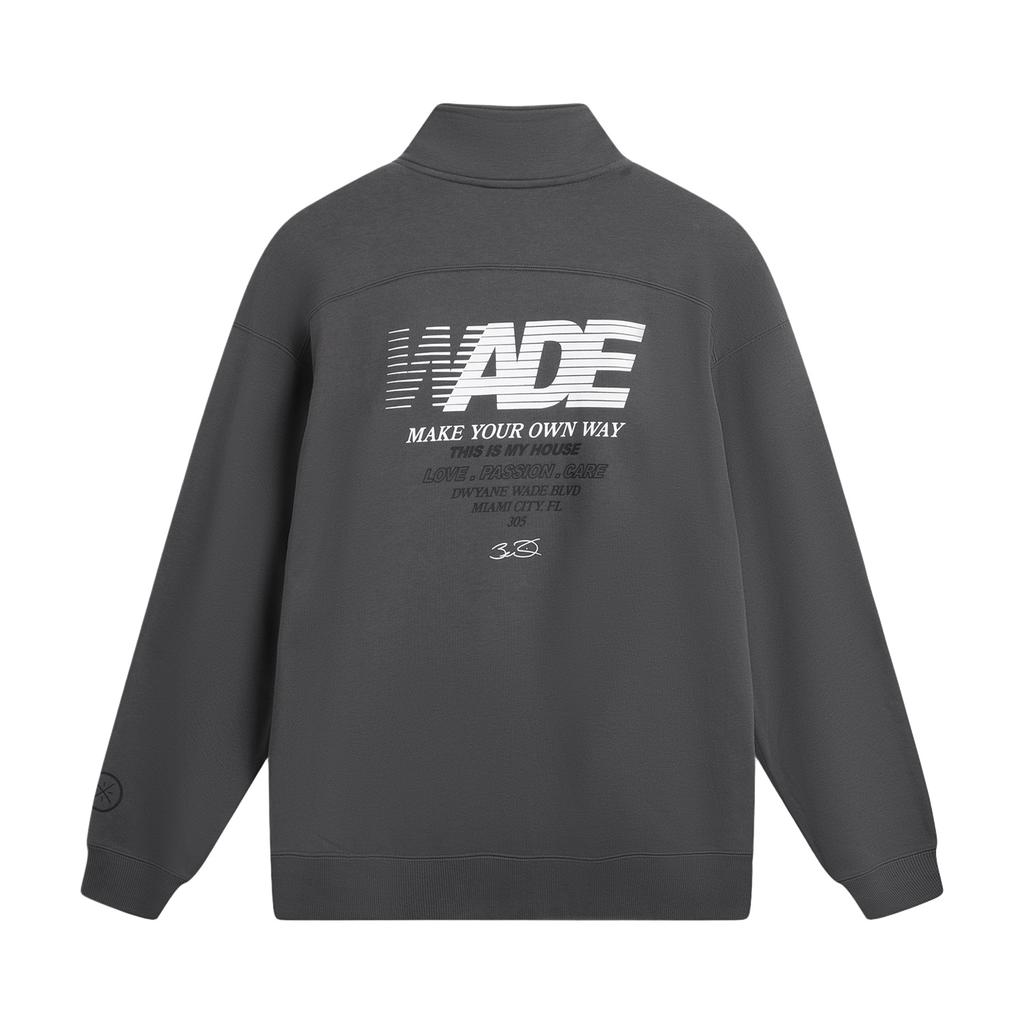 Li-Ning Wade Series Stand Collar Pattern Letter Print Zipper Hoodie Men hoodies AWDW017-1