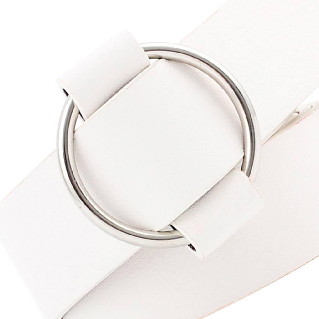 New High quality ladies fashion needle-free metal round buckle belt jeans