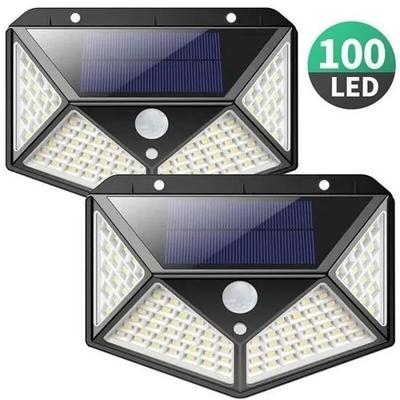 Solarleuchte Außen 100 LED mit Bewegungsmelder - Schwarz