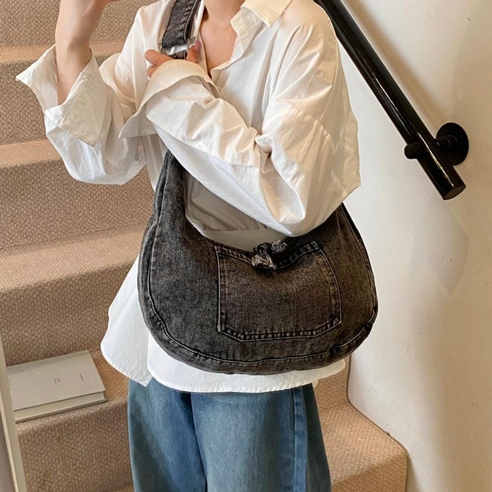 Versatile Denim Shoulder Bag Vintage Satchel Bags Casual Cross Body Bag  Girls