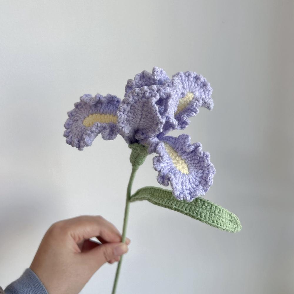 Iris Crochet Flowers Handmade Pink Purple