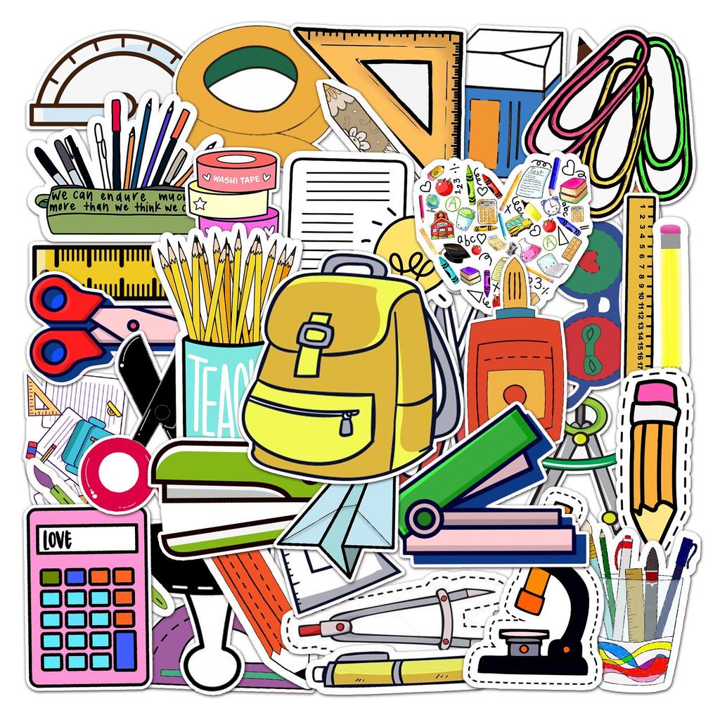 50 Cartoon Stickers for Stationery, DIY, Skateboards, Luggage, Water Cups, & Study Supplies