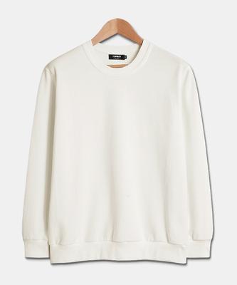 TOPBOY [Non-Fleece Or Fleece-Lined] Basic Standard Fit Plain Sweatshirt Ivory