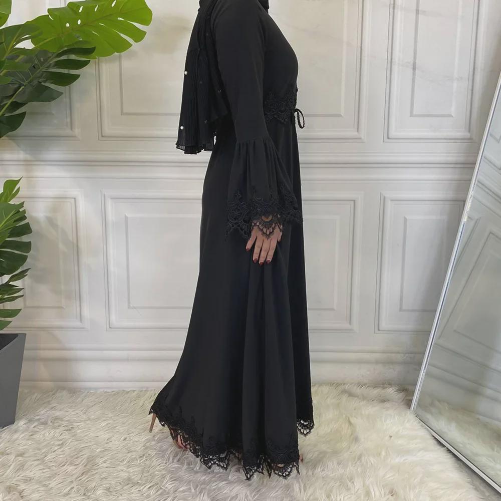 Women's Muslim Lace Stitching Dress - Middle Eastern Fashion