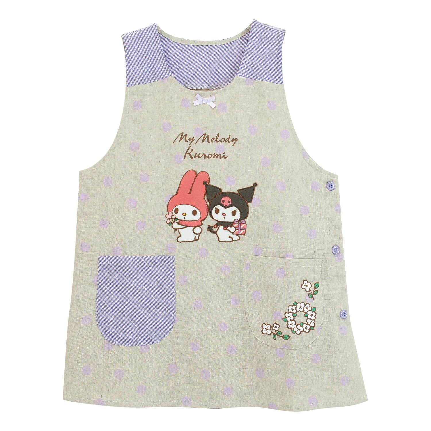 

Фартук My Melody Kuromi с изображением учителя в детском саду, аппликация на боковую пуговицу 43369 [Nishiki] и для женщин