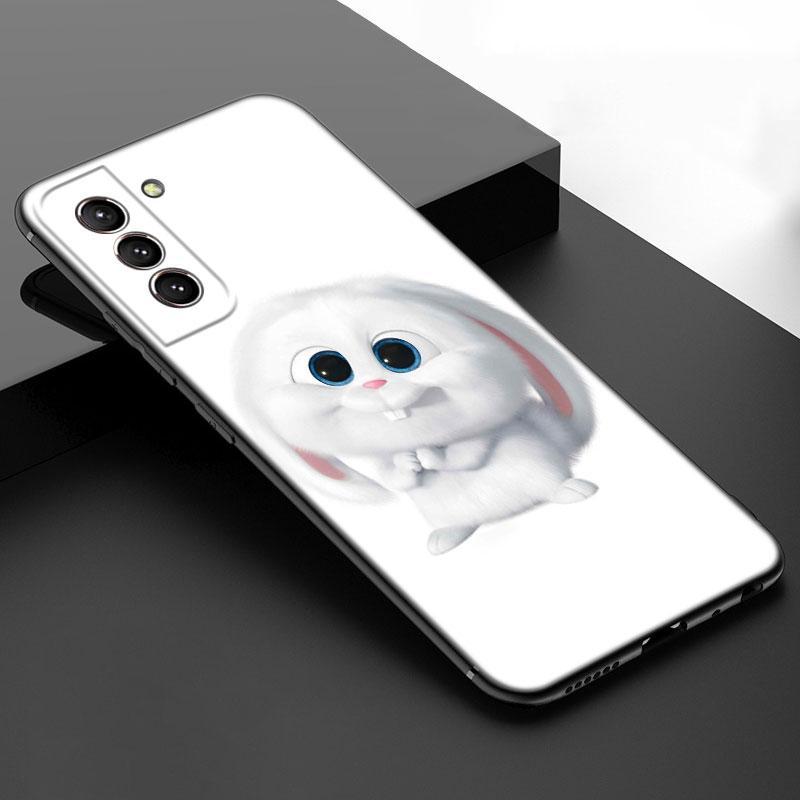 Cute Cartoon Rabbit Black Silicone Phone Case For Samsung Galaxy S23 S21 S20 FE S24 S22 Ultra S10E S10 S9 S8 Plus