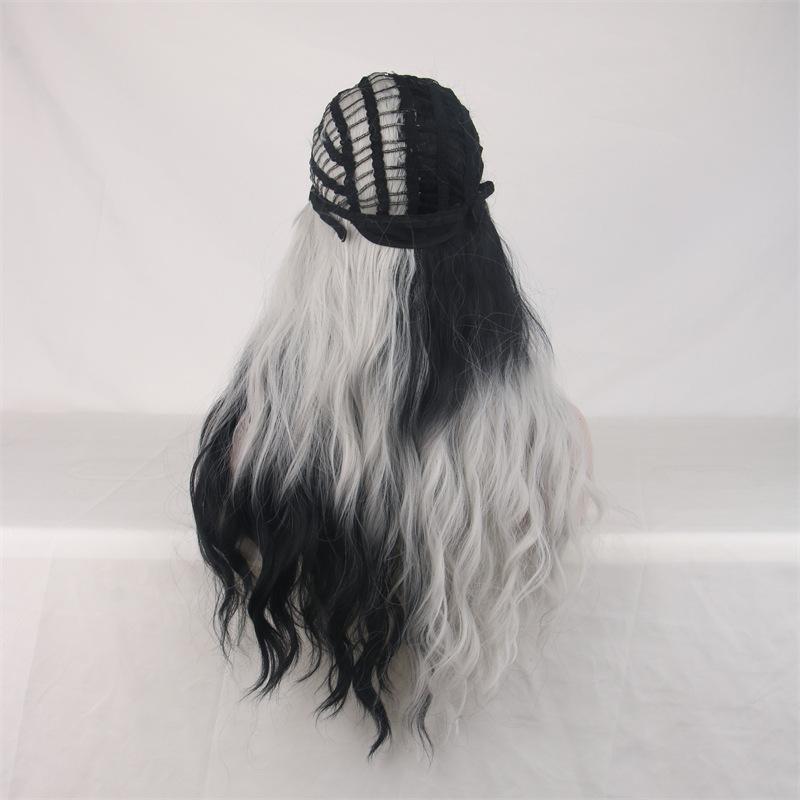 2 barvy Halloweenská cosplay paruka Dlouhá vlnitá kudrnatá paruka