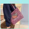 Hello Kitty Leopard Print Canvas Girls Shoulder Bag With Breathable Lightweight Fabric For School And Daily Use