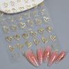 1 Sheet Nail Art Stickers 3D Cute Heart White Gold Silver Lines Love Heart Nail Decals Diy Adhesive Slider Manicure Decorations