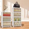 Foldable Plastic Storage Unit, 3/4 Tier Sturdy PP Material Stackable Storage Boxes With Lids For /Clothes