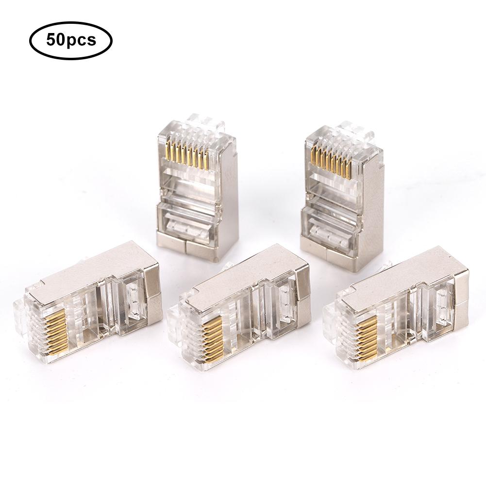 

50pcs Cat6 RJ45 Plug Ethernet Network Cable Modular Connector 8P8C Gold Plated