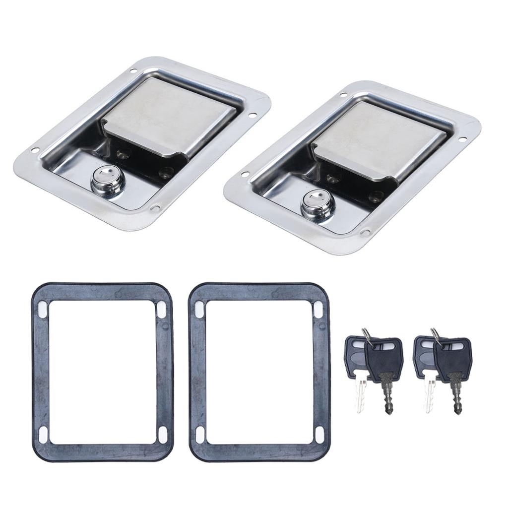 2 Pcs Toolbox Handle Latch Stainless Steel Waterproofing with Key Trailer Paddle Door Latch for Motorhome 140 X 108mm