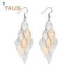 Lady Colorful Multi Layers Hollow Leaf Elegant Hook Øredobber Smykker Decor Beauty