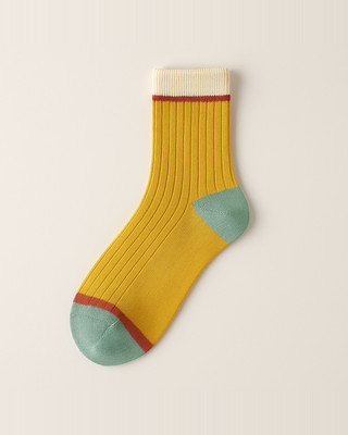 5 paires de chaussettes à motif d'épissure de couleur bonbon pour femmes, chaussettes côtelées à mi-tube, respirantes, absorbant la sueur, à haute élasticité