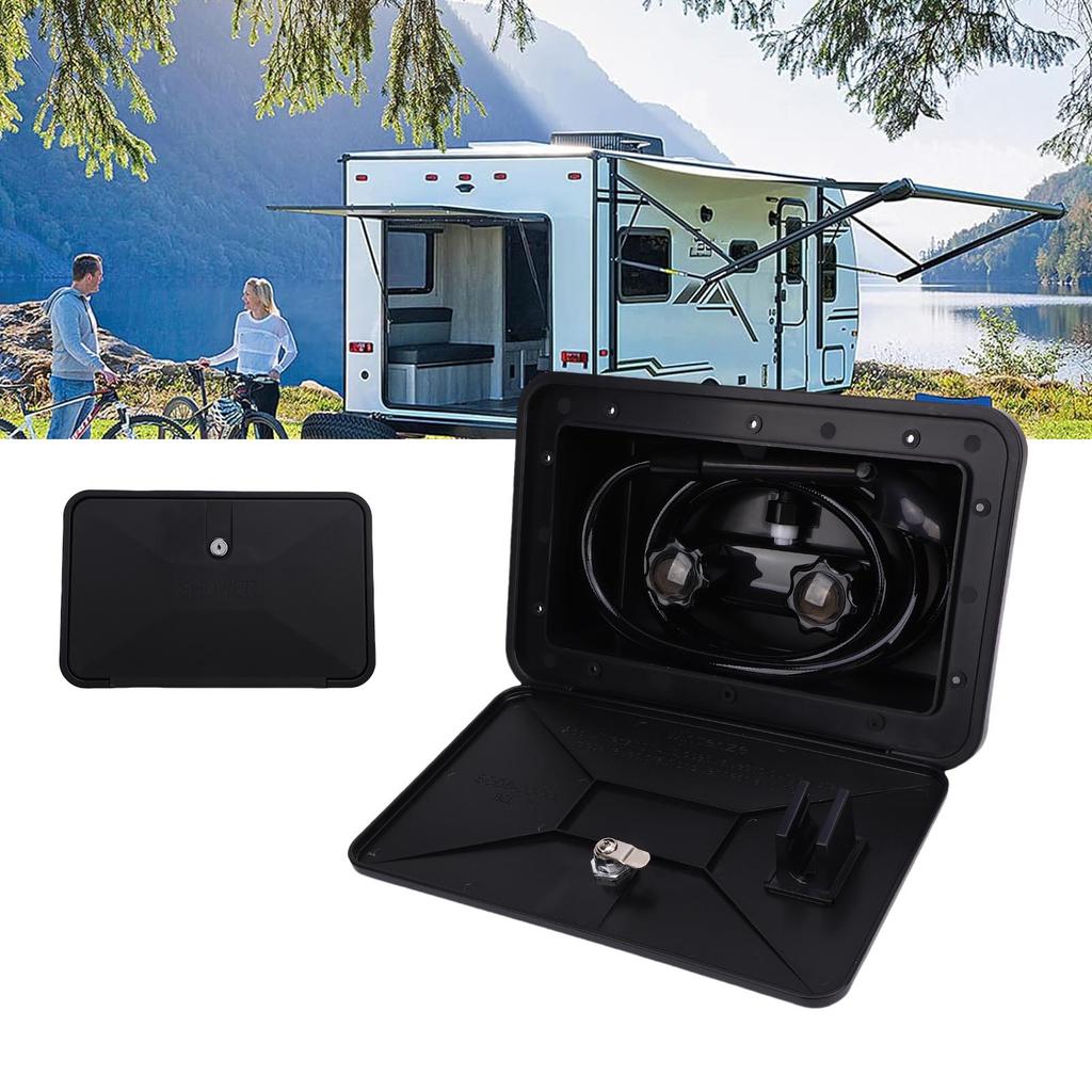 RV Exterior Shower Box Kit with 1.5M Hose Shower Head and Shower Faucet for Camping Vehicle Trailer Motorhome Boat Van