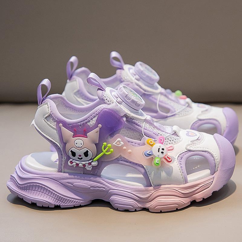 Children's Closed-Toe Sandals Stylish Kuromi Pattern Princess Shoes for Girls, Toddler & Youth Sport Sandals, Student Footwear