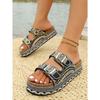 New Summer Rhinestone Platform Slippers - Women’s Plus Size Belt Buckle Slides for Outdoor Wear