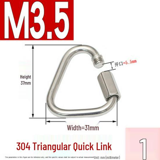 304/316 Stainless Steel Quick Link and Carabiner Buckle Chain, Sizes M3.5-M8