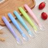 Soft Food-grade Silicone Long Handle Baby Infant Learning Feeding Spoon Flatware