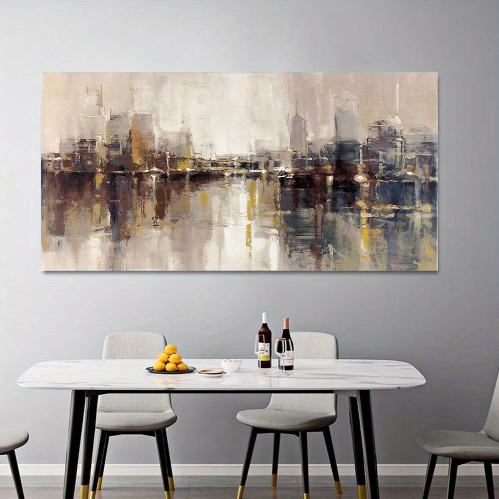 Abstract Canvas Art Modern Cityscape for Living Room, Bedroom, Urban Landscape Painting, Canvas Wall Art