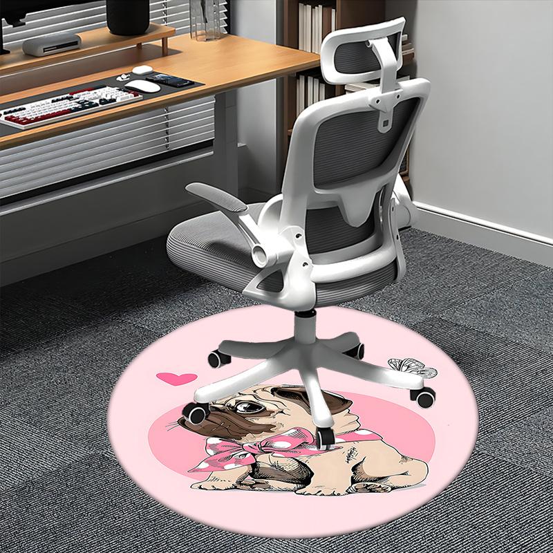 

Charming Pug Chair Mat Round Carpet for Home Decor, Office Use, and Gifts0401b 80cm by 80cm