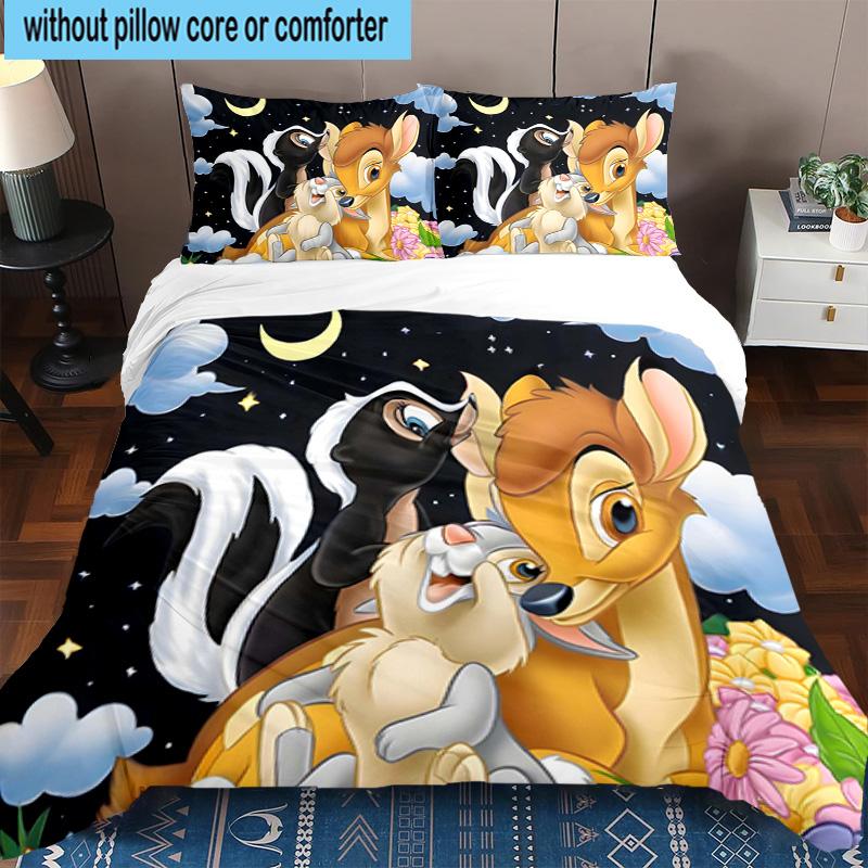 3PCS Classic cartoon Bam Deer 3pcs Bedding,Including 3PCS Duvet Cover And 2pcs Pillowcases Perfect for Christmas,Ideal for Bedroom, Dormitory