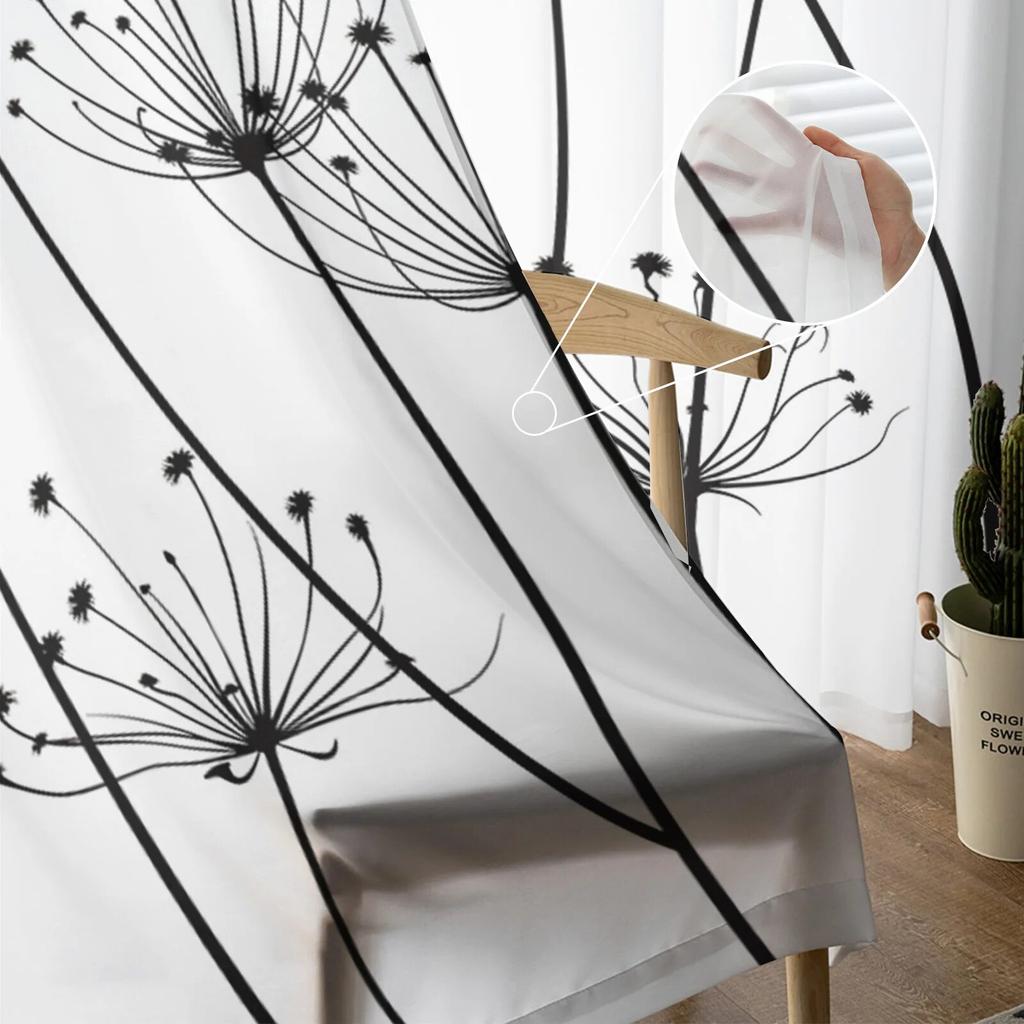 The Plant Design Sheer Curtains Window Curtains for Living Room Bedroom Blinds Kids Room Home Decor