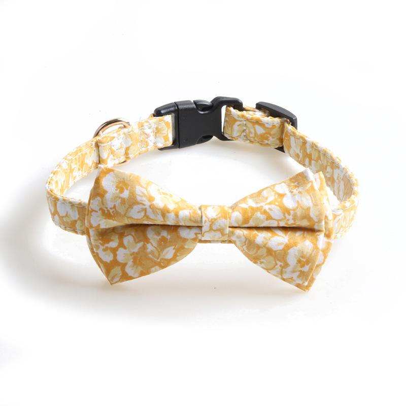 

Stylish Comfortable Butterfly Bow Plastic Buckle Dog Collar Premium Cotton жовтий