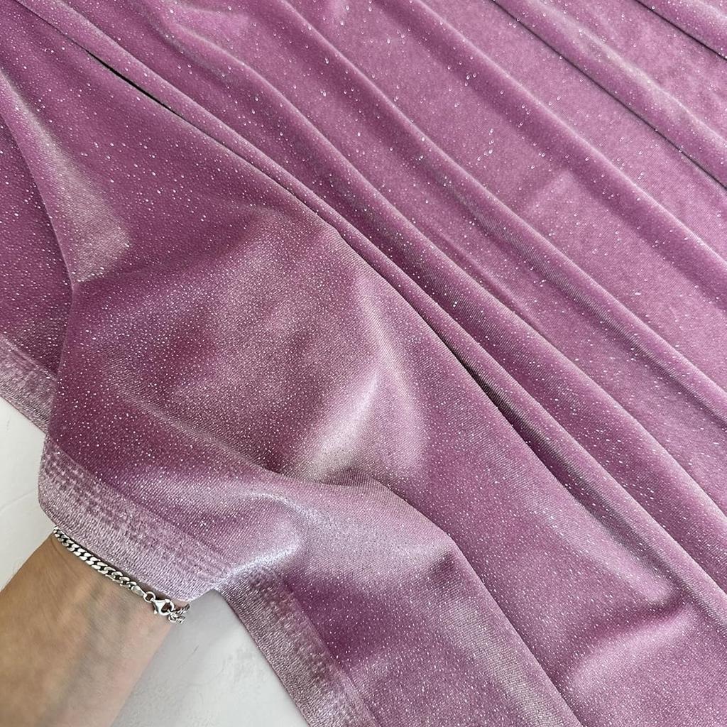Glitter Velvet Fabric Soft Stretchy Cloth, Shimmer and Shine with Metallic Sparkle, Perfect for Dressmaking Costumes Upholstery
